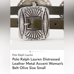 Polo Ralph Lauren Distressed Leather Women’s Olive Belt Size Small